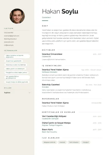 Gazeteci CV Örnekleri cv indir